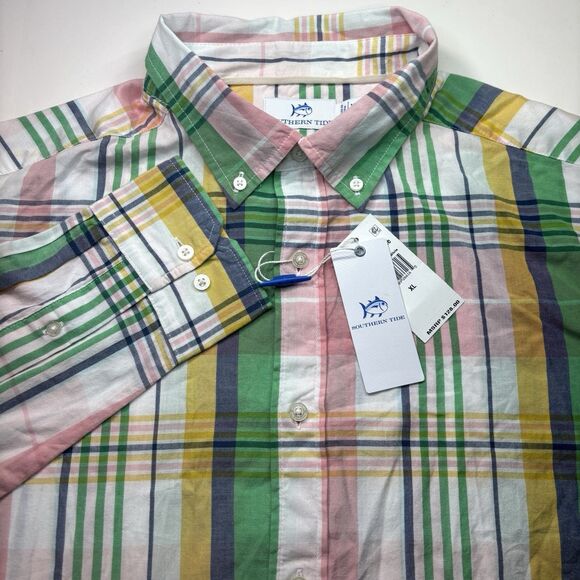 Southern Tide Plaid Madras Performance Button Down Shirt Coastal Passage Mens XL - Picture 2 of 9